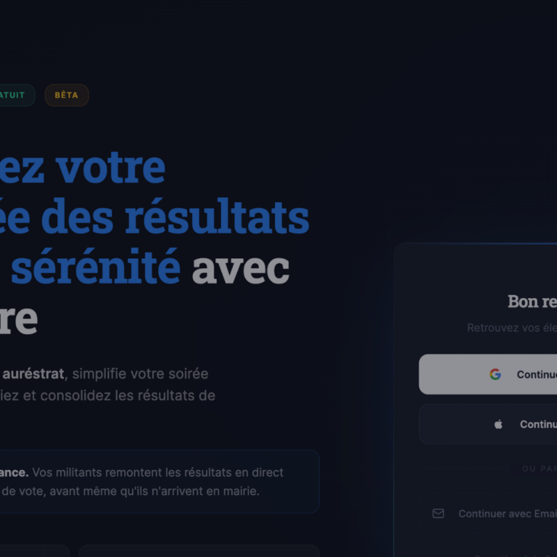 aurescore, remontée des résultats électoraux en temps réel